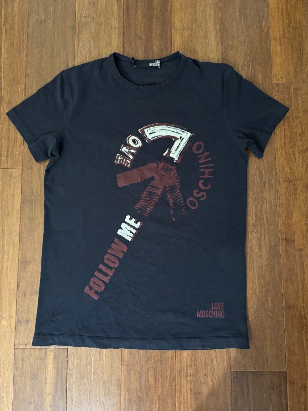 Love Moschino "Follow Me" Graphic Tee – Men’s Size Large